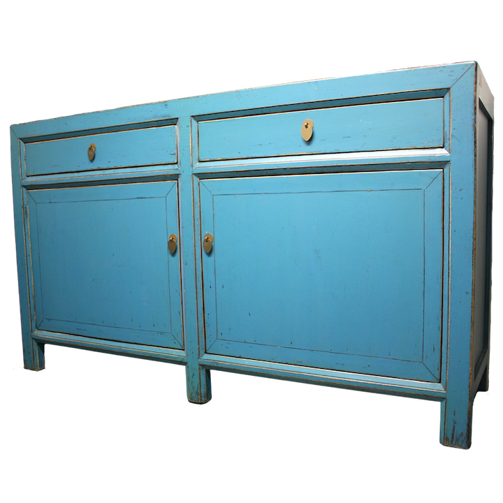 1.5M 2-DOOR 2-DRAWER SKY BLUE LACQUERED SIDEBOARD