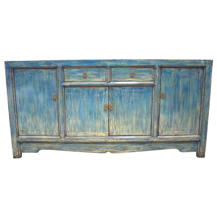 1.7M 4-DOOR 2-DRAWER BLUE LACQUERED SIDEBOARD