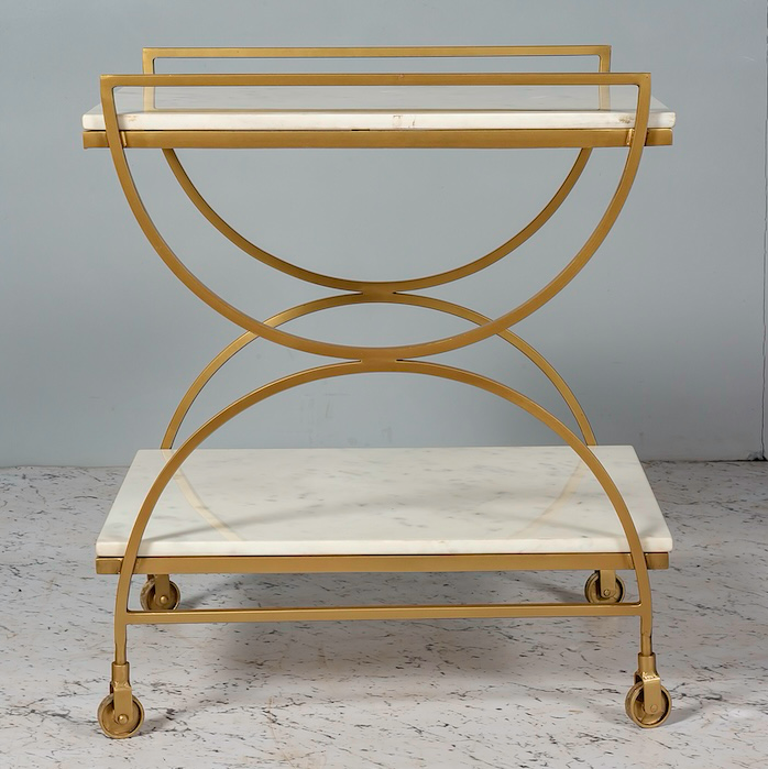 WHITE MARBLE DRINKS TROLLEY