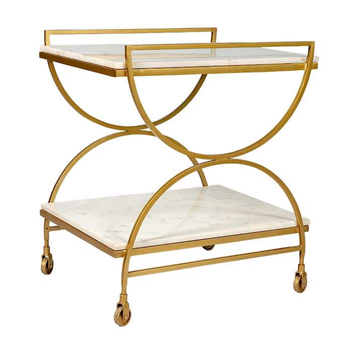 WHITE MARBLE DRINKS TROLLEY