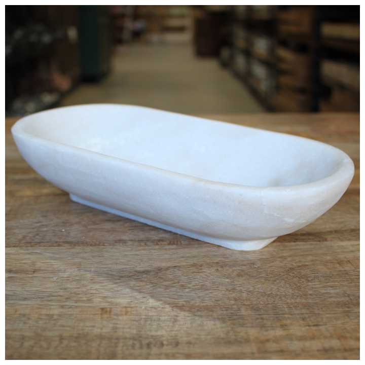 WHITE MARBLE OVAL BOWL