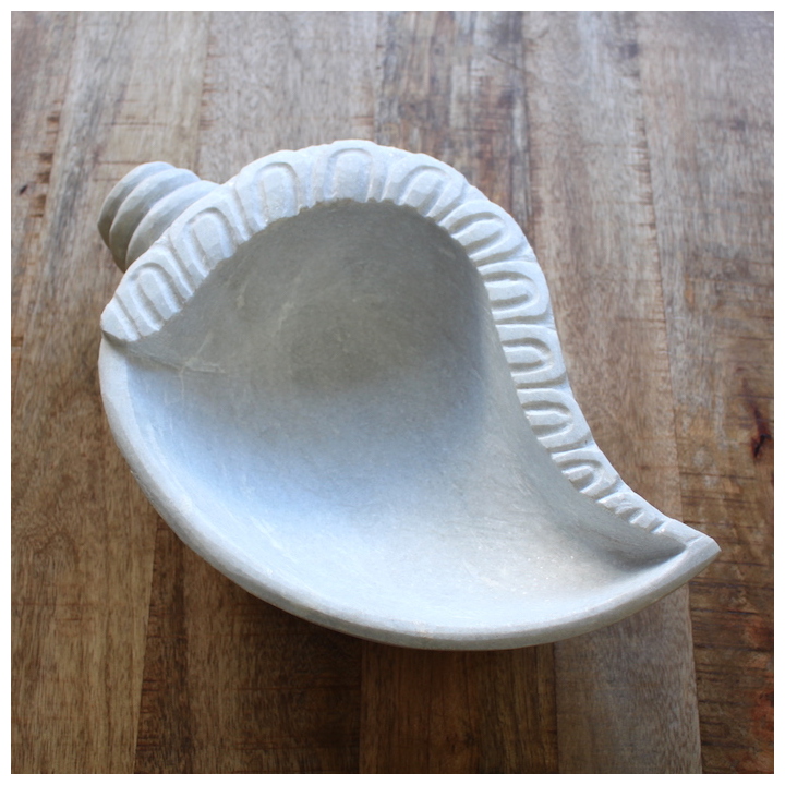 WHITE MARBLE LARGE CONCH SHELL BOWL