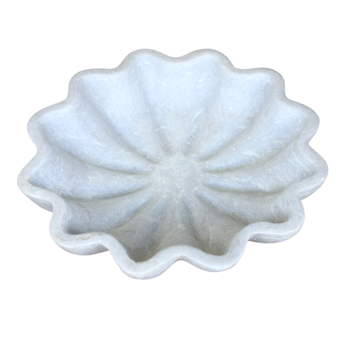 WHITE MARBLE SMALL WAVY BOWL