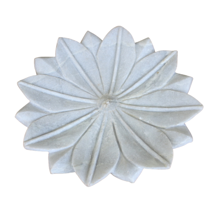 WHITE MARBLE SMALL LOTUS PLATE