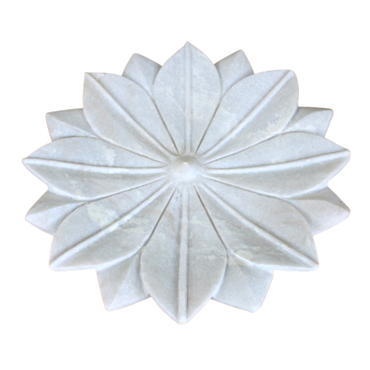 WHITE MARBLE LARGE LOTUS PLATE