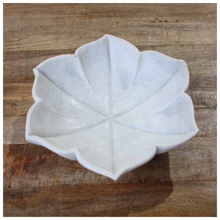 WHITE MARBLE 6 PETAL FLOWER BOWL