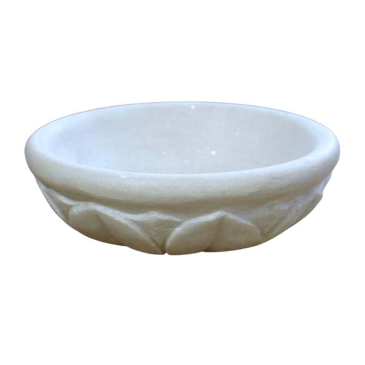WHITE MARBLE SMALL OUTER LOTUS BOWL