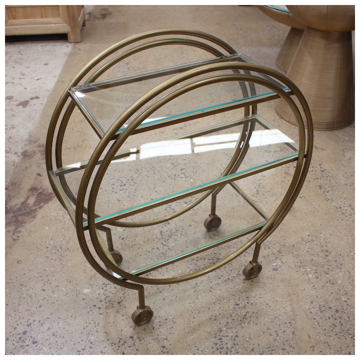 3-TIER ROUND GLASS DRINKS TROLLEY