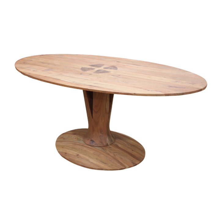 1.8M OVAL ACACIA PEDESTAL DINING TABLE