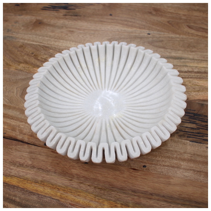 WHITE MARBLE RIBBON BOWL