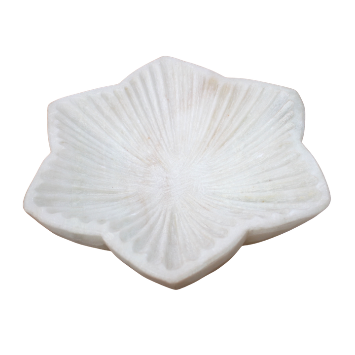 WHITE MARBLE LINED STAR BOWL