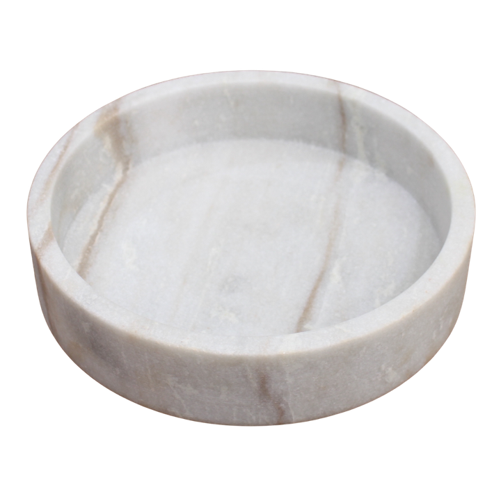 WHITE MARBLE 22CM HIGH RIM PLATE