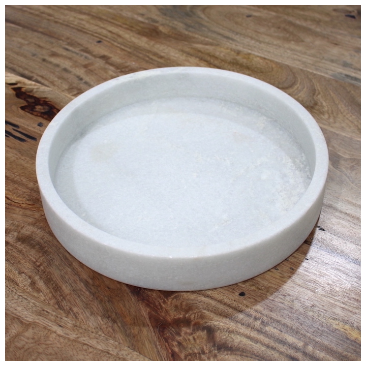 WHITE MARBLE 30CM HIGH RIM PLATE