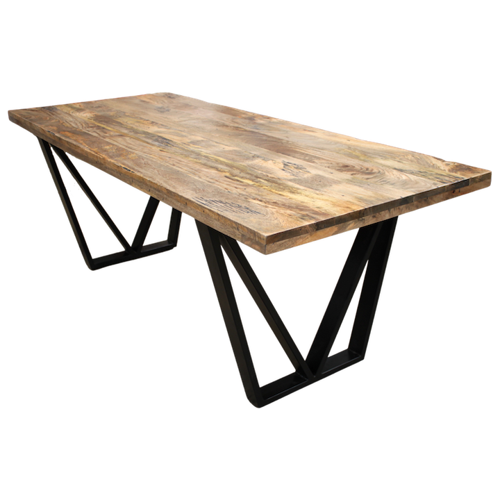 2.1M RUSTIC MANGO V BASE DINING TABLE
