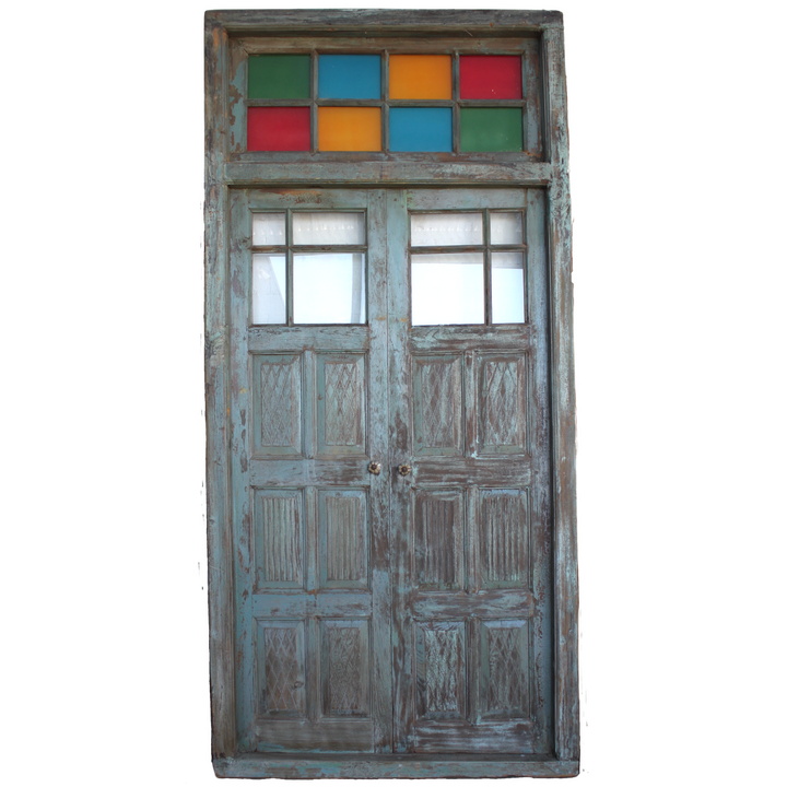 2.58M COLOURED GLASS BLUE DOORS