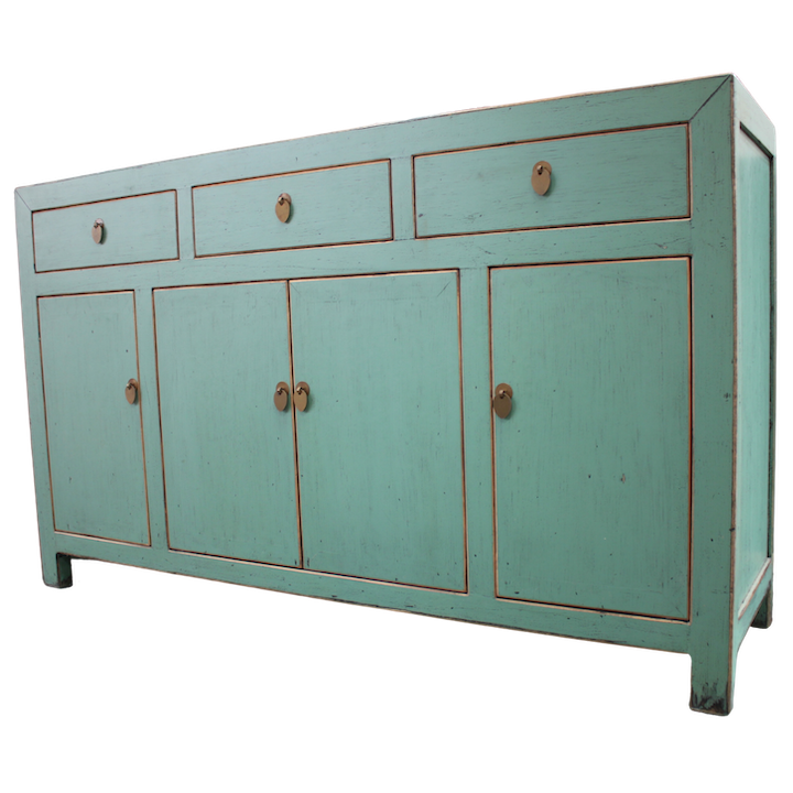 1.5M 4-DOOR 3-DRAWER TURQUOISE LACQUERED SIDEBOARD