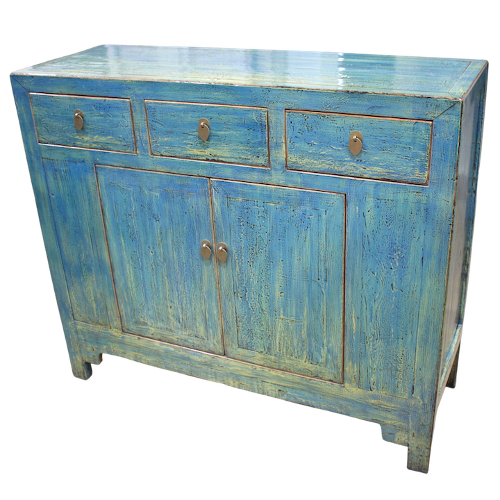 1.17M 2-DOOR 3-DRAWER BLUE LACQUERED CABINET