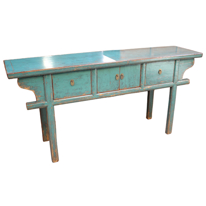 1.8M 2-DOOR 2-DRAWER TURQUOISE LACQUERED DONGBEI CONSOLE