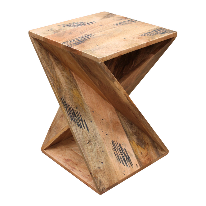 RUSTIC MANGO GEOMETRIC SIDE TABLE
