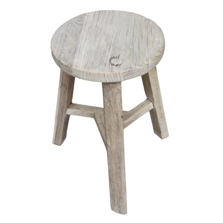 50CM ROUND ELM STOOL