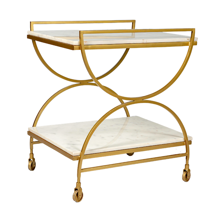 WHITE MARBLE DRINKS TROLLEY