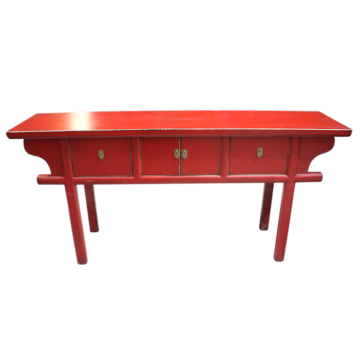1.8M 2-DOOR 2-DRAWER RED LACQUERED DONGBEI CONSOLE