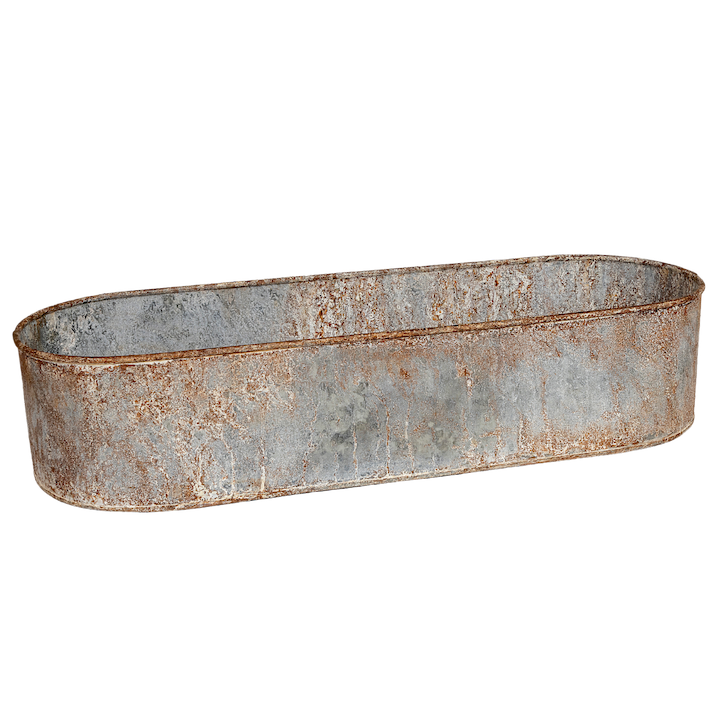 GALVANISED LONG OVAL PLANTER LARGE