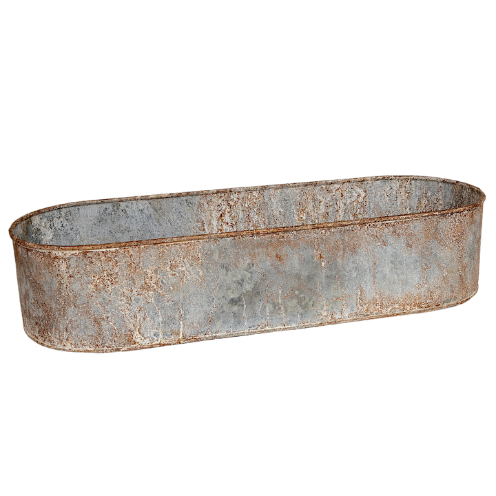 GALVANISED LONG OVAL PLANTER LARGE