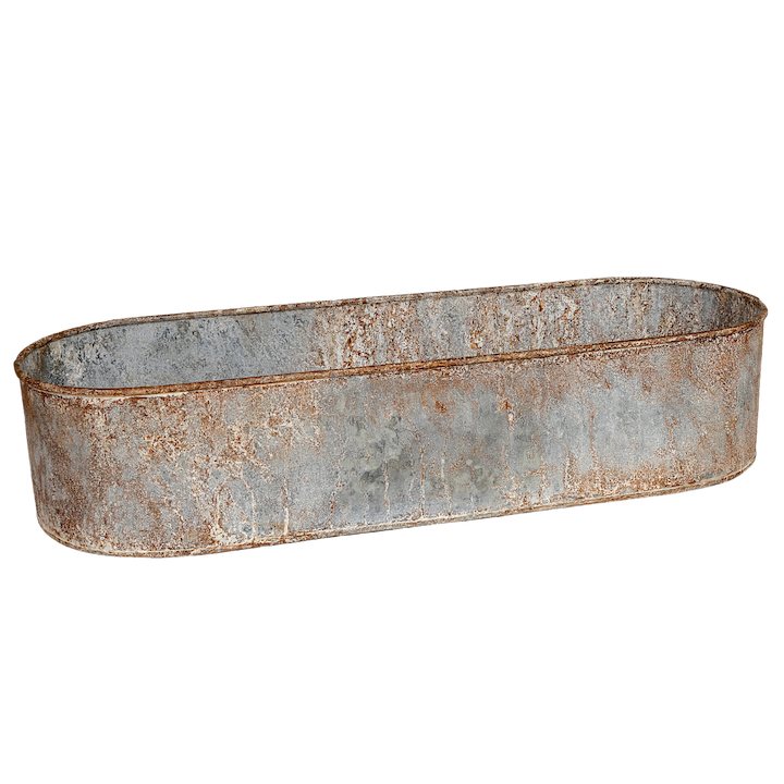 GALVANISED LONG OVAL PLANTER SMALL