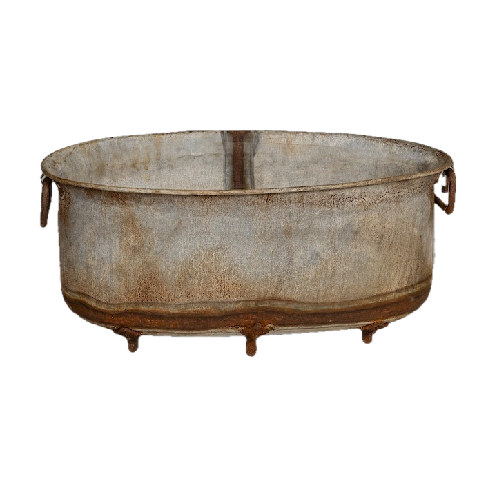 GALVANISED OVAL TUB WITH FEET SMALL