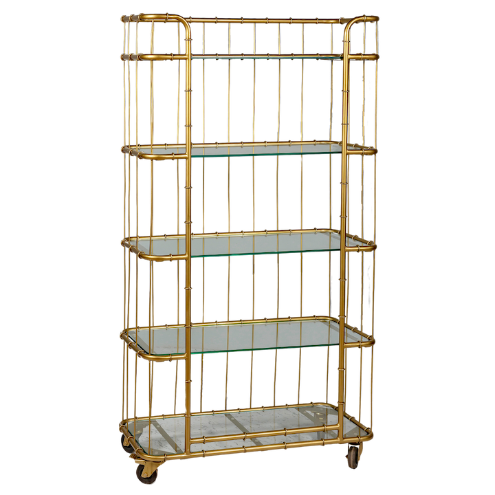 GOLD CAGE BOOKCASE WITH GLASS