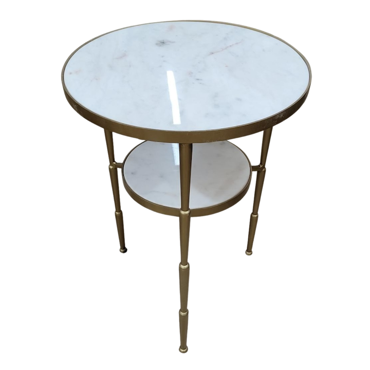 ROUND 2 TIER MARBLE SIDE TABLE
