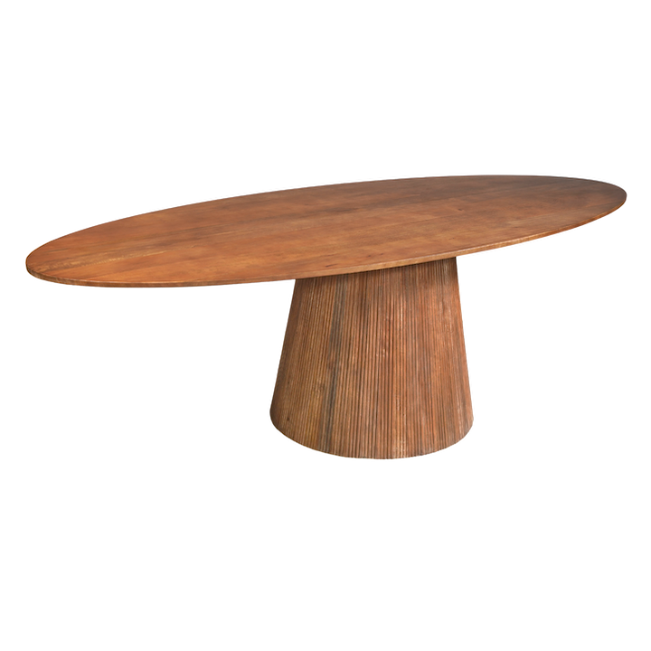 2.6M SMOKED WALNUT OVAL FLUTED DINING TABLE