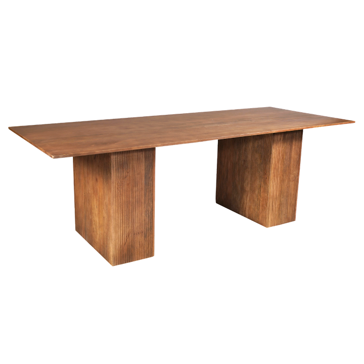 2.4M SMOKED WALNUT FLUTED TWIN PEDESTAL DINING TABLE