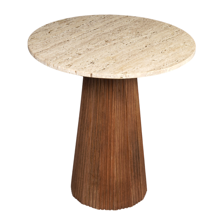 STONE SMOKED WALNUT FLUTED SIDE TABLE