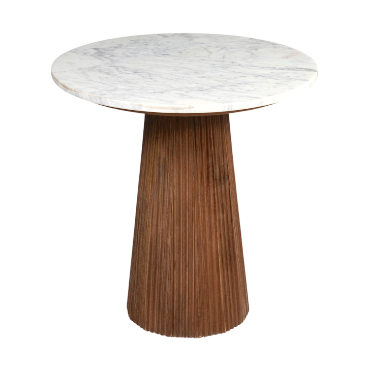 MARBLE SMOKED WALNUT FLUTED SIDE TABLE