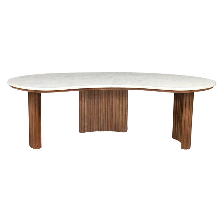 KIDNEY BEAN MARBLE SMOKED WALNUT COFFEE TABLE
