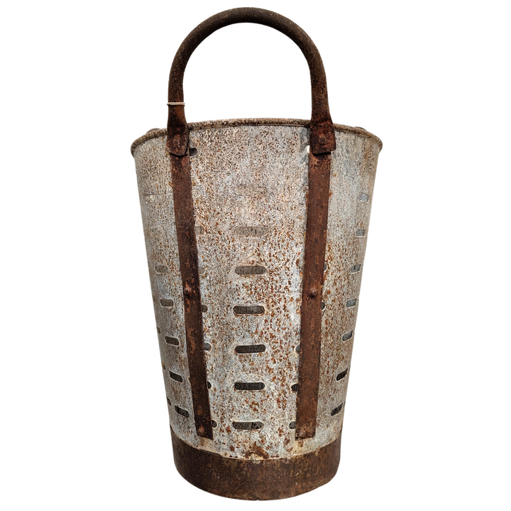 GALVANISED WALL OLIVE HALF BUCKET SMALL