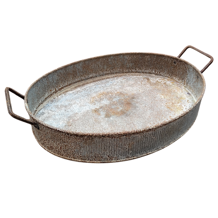 GALVANISED OVAL RIBBED TRAY SMALL