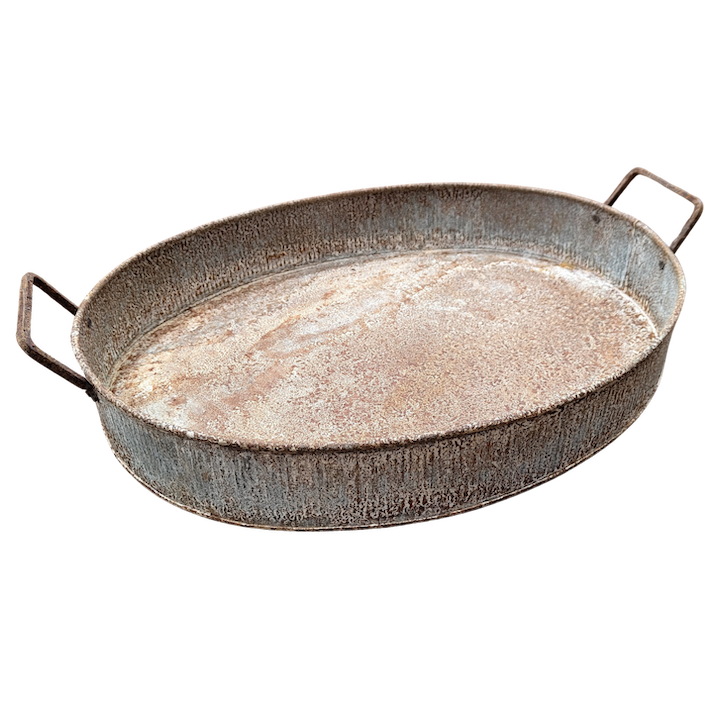 GALVANISED OVAL RIBBED TRAY [Size: Medium]