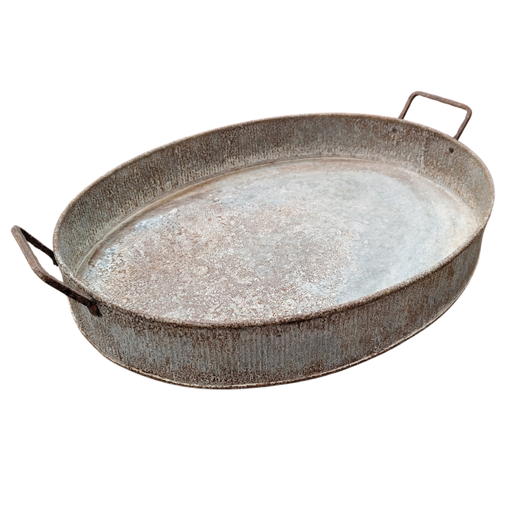 GALVANISED OVAL RIBBED TRAY [Size: Large ]