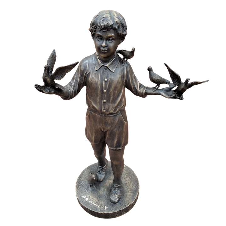 DOVE BOY Bronze Sculpture by David Bromley