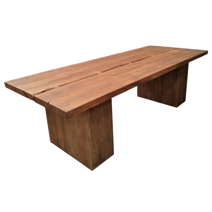 2.6M WALNUT ACACIA FLUTED DINING TABLE