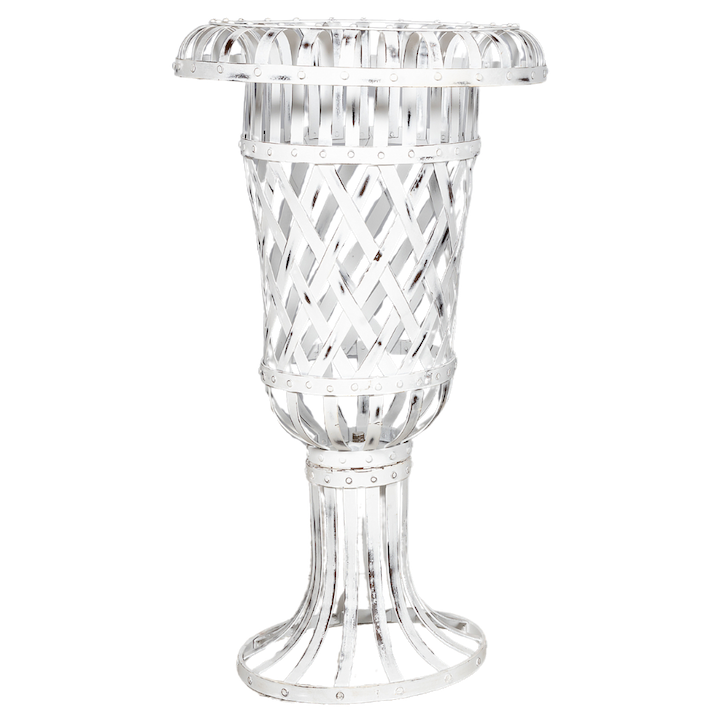 WHITE LATTICE PLANTER LARGE
