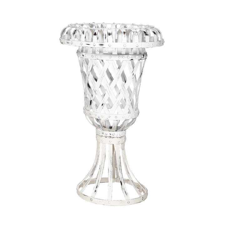WHITE LATTICE PLANTER SMALL