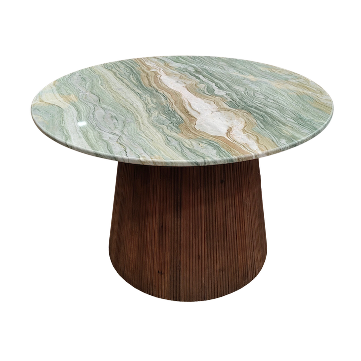 1.2M VERDE ROUND MARBLE DINING TABLE FLUTED BASE