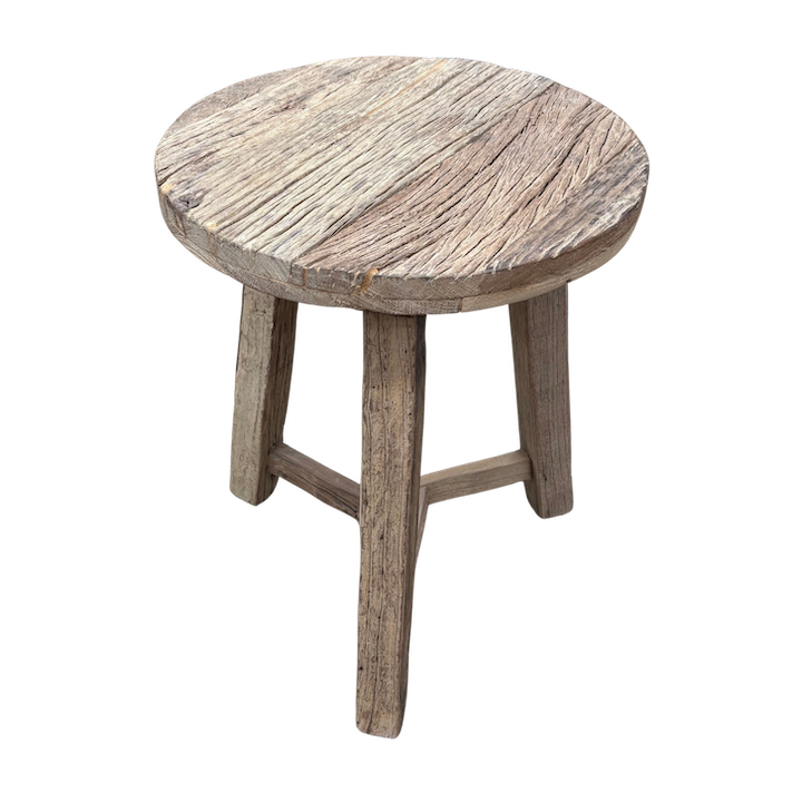 61CM BLEACHED HARDWOOD ROUND SIDE TABLE