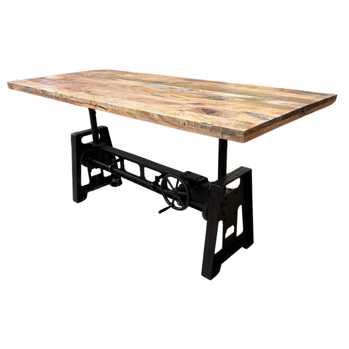 2.1M RUSTIC MANGO WIND UP DINING TABLE