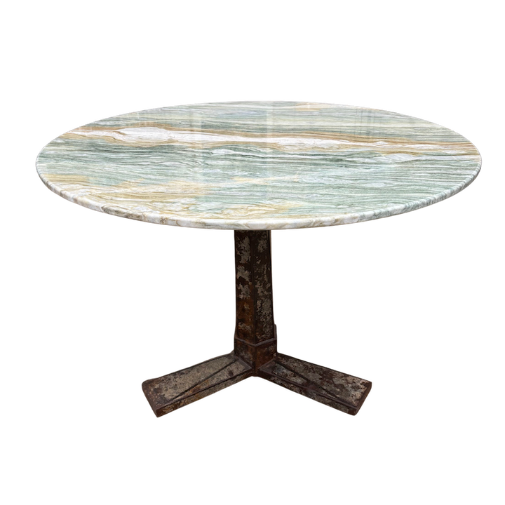 1.2M VERDE ROUND MARBLE DINING TABLE PEDESTAL BASE
