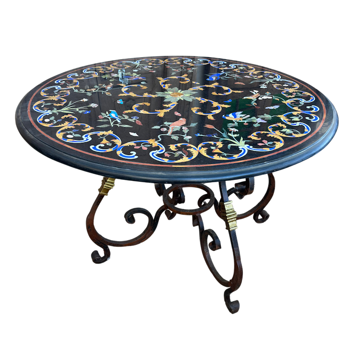 1.2M BIRD BLACK MARBLE INLAY TABLE
